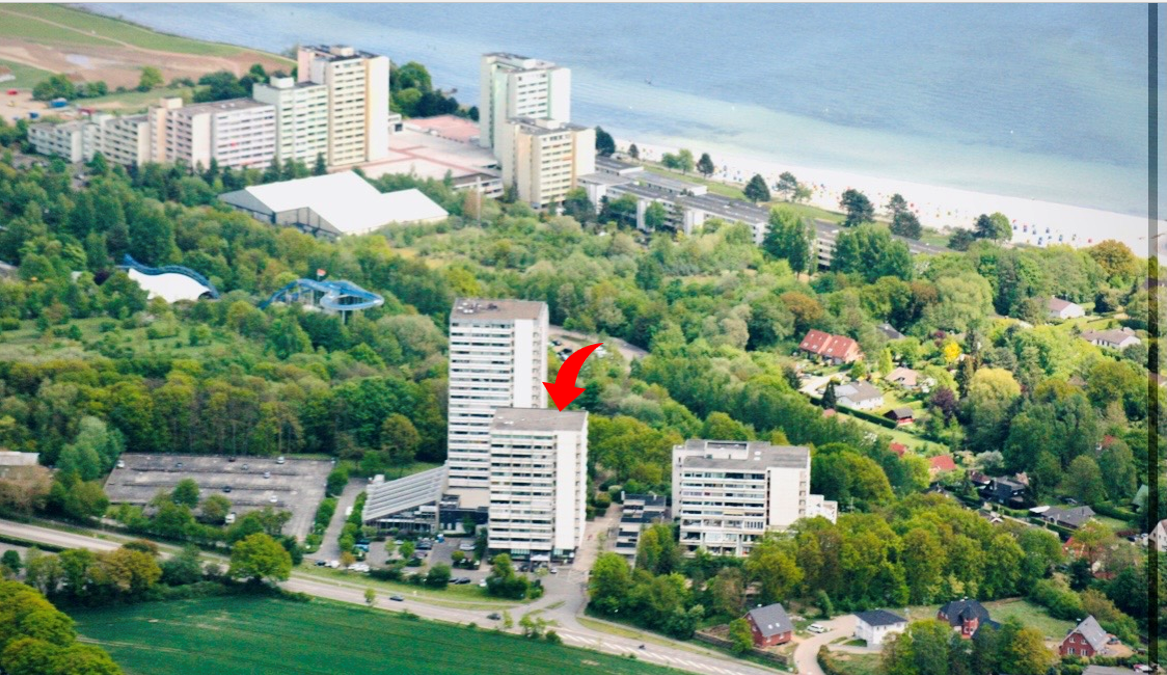 Lage der Ferienwohnung Seeschwalbe an der Ostsee Luftaufnahme der Ferienanlage in Sierksdorf nahe der Ostsee